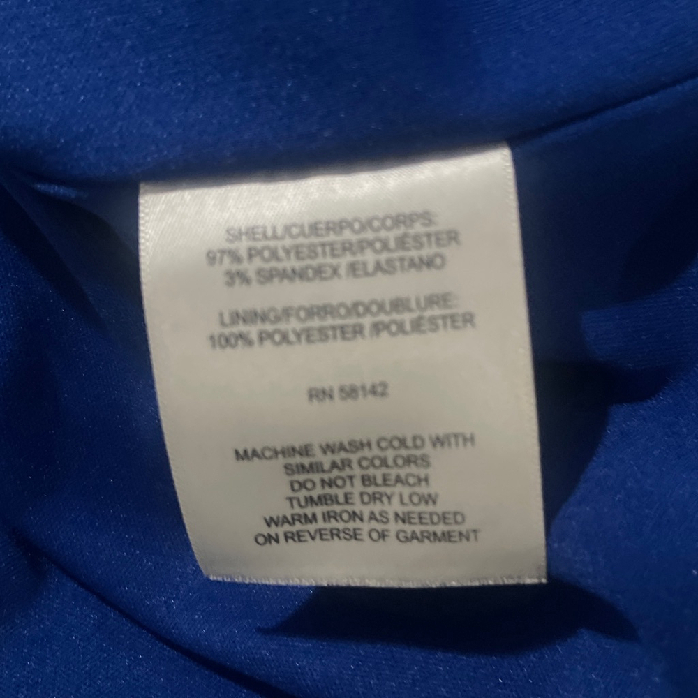 Women's London Times Royal Blue Cold Shoulder Ruffle Mini Dress US 4 - Picture 9 of 9